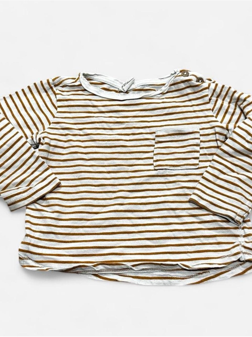 H&M Striped Long-Sleeve Tee in Mustard and White